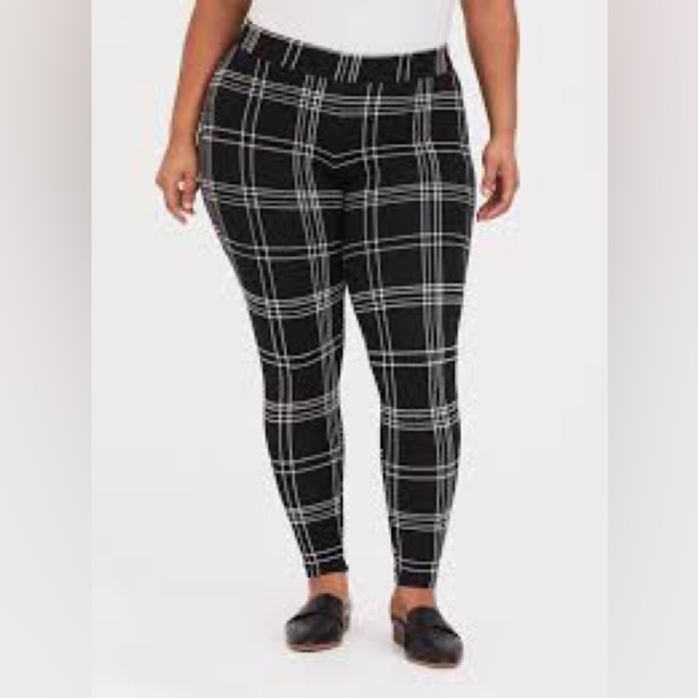 Torrid Full Length Leggings Black Charcoal Plaid size 0x